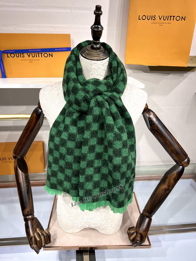 LV專櫃新品路易威登棋盤格粗紡精作款羊絨圍巾女士大披肩 mmyj1272